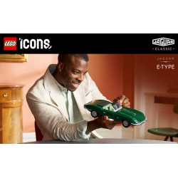 LEGO Icons 11381 Jaguar E-Type, Modellino per Adulti di Auto con Motore 6 Cilindri e Kit di Attrezzi, Regalo da Collezione