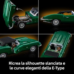 LEGO Icons 11381 Jaguar E-Type, Modellino per Adulti di Auto con Motore 6 Cilindri e Kit di Attrezzi, Regalo da Collezione