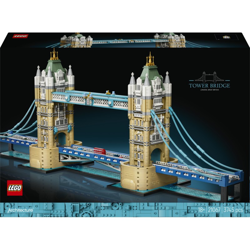 LEGO Architecture 21067 Tower Bridge, Kit Modellismo per Adulti Fai da Te, Miniatura Monumento 3D, Idea Regalo da Collezione