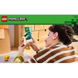 LEGO Minecraft 21582 Fantino di Polli, Giocattolo 3D con 3 Personaggi, Decorazione Cameretta, Regalo per Gamer e Bambini 9+