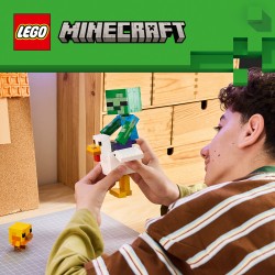 LEGO Minecraft 21582 Fantino di Polli, Giocattolo 3D con 3 Personaggi, Decorazione Cameretta, Regalo per Gamer e Bambini 9+
