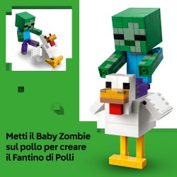 LEGO Minecraft 21582 Fantino di Polli, Giocattolo 3D con 3 Personaggi, Decorazione Cameretta, Regalo per Gamer e Bambini 9+