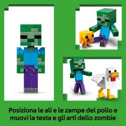 LEGO Minecraft 21582 Fantino di Polli, Giocattolo 3D con 3 Personaggi, Decorazione Cameretta, Regalo per Gamer e Bambini 9+