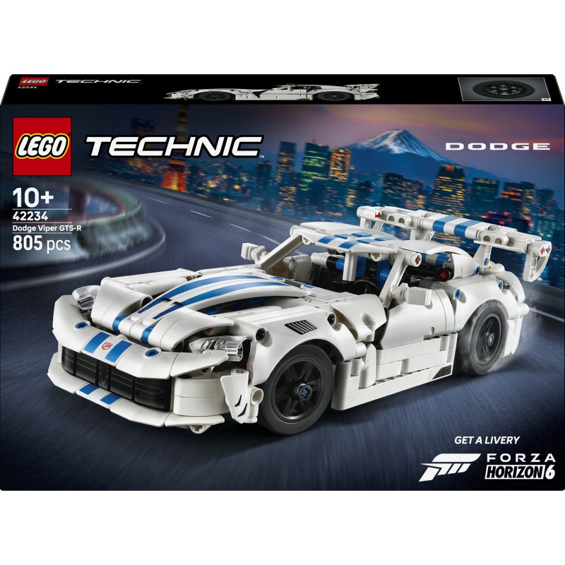 LEGO Technic 42234 Auto Sportiva Dodge Viper GTS-R, Macchina Giocattolo con Motore V10, Sterzo e Differenziale, Regalo da 10+