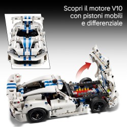 LEGO Technic 42234 Auto Sportiva Dodge Viper GTS-R, Macchina Giocattolo con Motore V10, Sterzo e Differenziale, Regalo da 10+