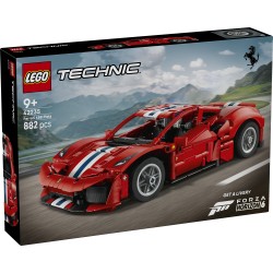 LEGO Technic 42235 Auto Ferrari 488 PISTA, Macchina Giocattolo con Motore V8, Sterzo e Differenziale, Regalo per Bambini 9+