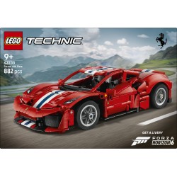 LEGO Technic 42235 Auto Ferrari 488 PISTA, Macchina Giocattolo con Motore V8, Sterzo e Differenziale, Regalo per Bambini 9+