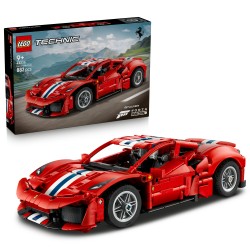LEGO Technic 42235 Auto Ferrari 488 PISTA, Macchina Giocattolo con Motore V8, Sterzo e Differenziale, Regalo per Bambini 9+