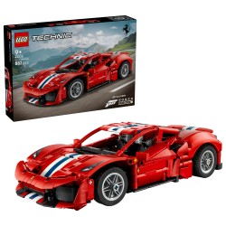 LEGO Technic 42235 Auto Ferrari 488 PISTA, Macchina Giocattolo con Motore V8, Sterzo e Differenziale, Regalo per Bambini 9+