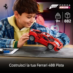 LEGO Technic 42235 Auto Ferrari 488 PISTA, Macchina Giocattolo con Motore V8, Sterzo e Differenziale, Regalo per Bambini 9+