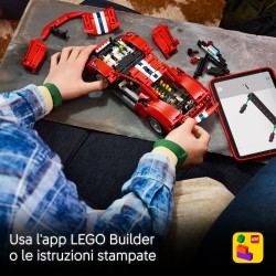 LEGO Technic 42235 Auto Ferrari 488 PISTA, Macchina Giocattolo con Motore V8, Sterzo e Differenziale, Regalo per Bambini 9+