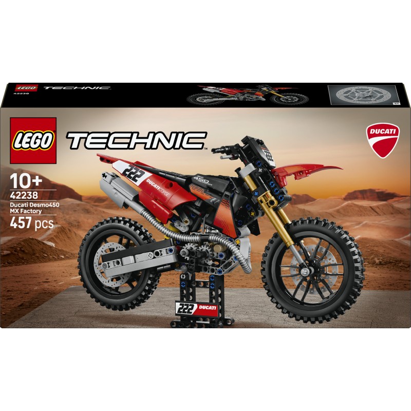 LEGO Technic 42238 Moto Ducati Desmo450 MX Factory, Kit di Modellismo con Moto Giocattolo da Collezione, Regalo Bambini 10+