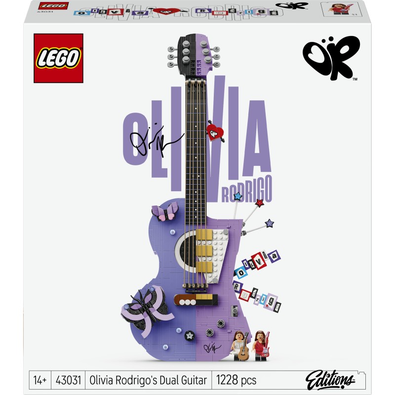 LEGO Editions 43031 La Chitarra Bicolore di Olivia Rodrigo, Kit Modellismo 3D con 2 Minifigure, Stelle e Farfalle, Regalo 14+