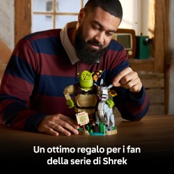 LEGO 72423 Shrek, Ciuchino e Gatto con gli Stivali, Kit Modellismo per Adulti da Esposizione con 3 Personaggi, Regalo per Fan