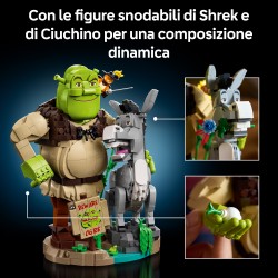 LEGO 72423 Shrek, Ciuchino e Gatto con gli Stivali, Kit Modellismo per Adulti da Esposizione con 3 Personaggi, Regalo per Fan