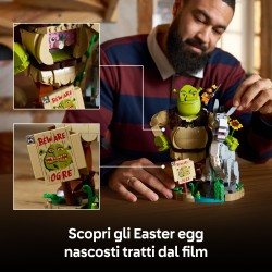 LEGO 72423 Shrek, Ciuchino e Gatto con gli Stivali, Kit Modellismo per Adulti da Esposizione con 3 Personaggi, Regalo per Fan