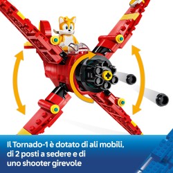LEGO Sonic the Hedgehog 77119 Tornado-1 di Tails, Aereo Giocattolo con 2 Personaggi e Smeraldo del Caos, Regalo per Gamer 8+