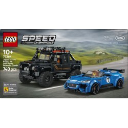 LEGO Speed Champions 77264 Jaguar Project 7 e Land Rover Defender, Set con 2 Macchine Giocattolo e 2 Minifigure, Regalo 10+
