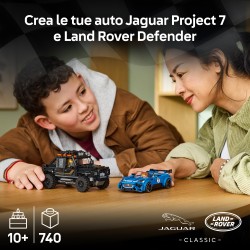 LEGO Speed Champions 77264 Jaguar Project 7 e Land Rover Defender, Set con 2 Macchine Giocattolo e 2 Minifigure, Regalo 10+