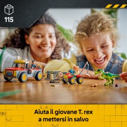 LEGO Jurassic World 77978 Camion da Trasporto per il Giovane T. Rex, Giocattolo con Dinosauro, ATV e 2 Minifigure, Regalo 4+