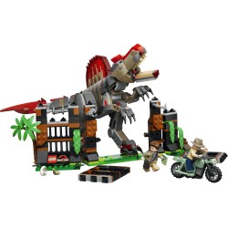 LEGO Jurassic World 77982 Fuga dal Dinosauro Spinosauro, Giocattolo Interattivo con Dino, Moto e 2 Minifigure, Regalo da 9+