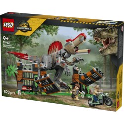 LEGO Jurassic World 77982 Fuga dal Dinosauro Spinosauro, Giocattolo Interattivo con Dino, Moto e 2 Minifigure, Regalo da 9+