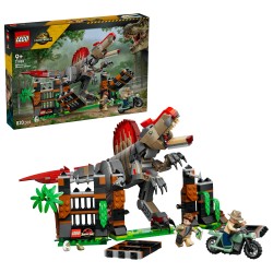 LEGO Jurassic World 77982 Fuga dal Dinosauro Spinosauro, Giocattolo Interattivo con Dino, Moto e 2 Minifigure, Regalo da 9+