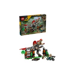 LEGO Jurassic World 77982 Fuga dal Dinosauro Spinosauro, Giocattolo Interattivo con Dino, Moto e 2 Minifigure, Regalo da 9+