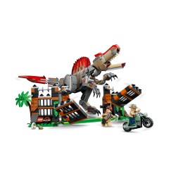 LEGO Jurassic World 77982 Fuga dal Dinosauro Spinosauro, Giocattolo Interattivo con Dino, Moto e 2 Minifigure, Regalo da 9+