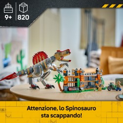 LEGO Jurassic World 77982 Fuga dal Dinosauro Spinosauro, Giocattolo Interattivo con Dino, Moto e 2 Minifigure, Regalo da 9+