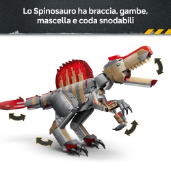 LEGO Jurassic World 77982 Fuga dal Dinosauro Spinosauro, Giocattolo Interattivo con Dino, Moto e 2 Minifigure, Regalo da 9+