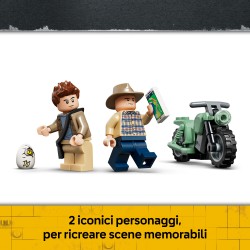 LEGO Jurassic World 77982 Fuga dal Dinosauro Spinosauro, Giocattolo Interattivo con Dino, Moto e 2 Minifigure, Regalo da 9+