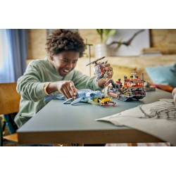 LEGO Jurassic World 77983 Attacco alla Barca del Dinosauro Mosasaurus, Giocattolo con Nave, Dinosauro e Elicottero, Regalo 7+