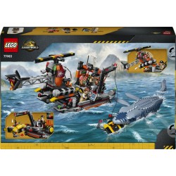LEGO Jurassic World 77983 Attacco alla Barca del Dinosauro Mosasaurus, Giocattolo con Nave, Dinosauro e Elicottero, Regalo 7+