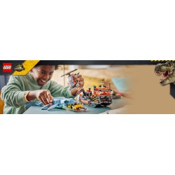 LEGO Jurassic World 77983 Attacco alla Barca del Dinosauro Mosasaurus, Giocattolo con Nave, Dinosauro e Elicottero, Regalo 7+