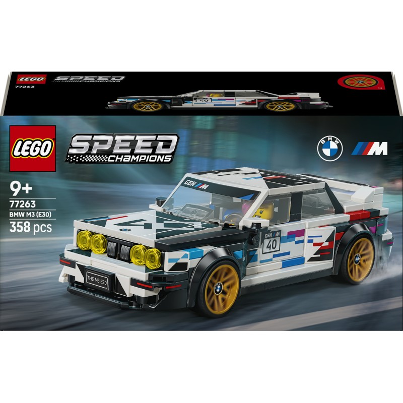 LEGO 77263 Speed Champions BMW M3 (E30), Macchina Giocattolo con Minifigure da Collezione, Regalo per Bambini e Fan da 9 Anni