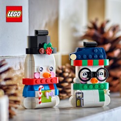 LEGO 40812 Pupazzi di Neve Ornamentali, Kit di Arti e Mestieri, Giochi di Natale con 2 Personaggi e Accessori, Regalo da 6+