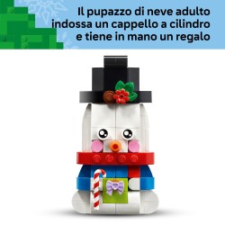 LEGO 40812 Pupazzi di Neve Ornamentali, Kit di Arti e Mestieri, Giochi di Natale con 2 Personaggi e Accessori, Regalo da 6+