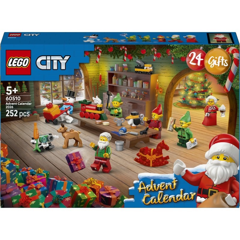 LEGO City 60510 Calendario dell'Avvento 2026, Giochi per Bambini da 5+ per Countdown di Natale, Idea Regalo con 24 Sorprese