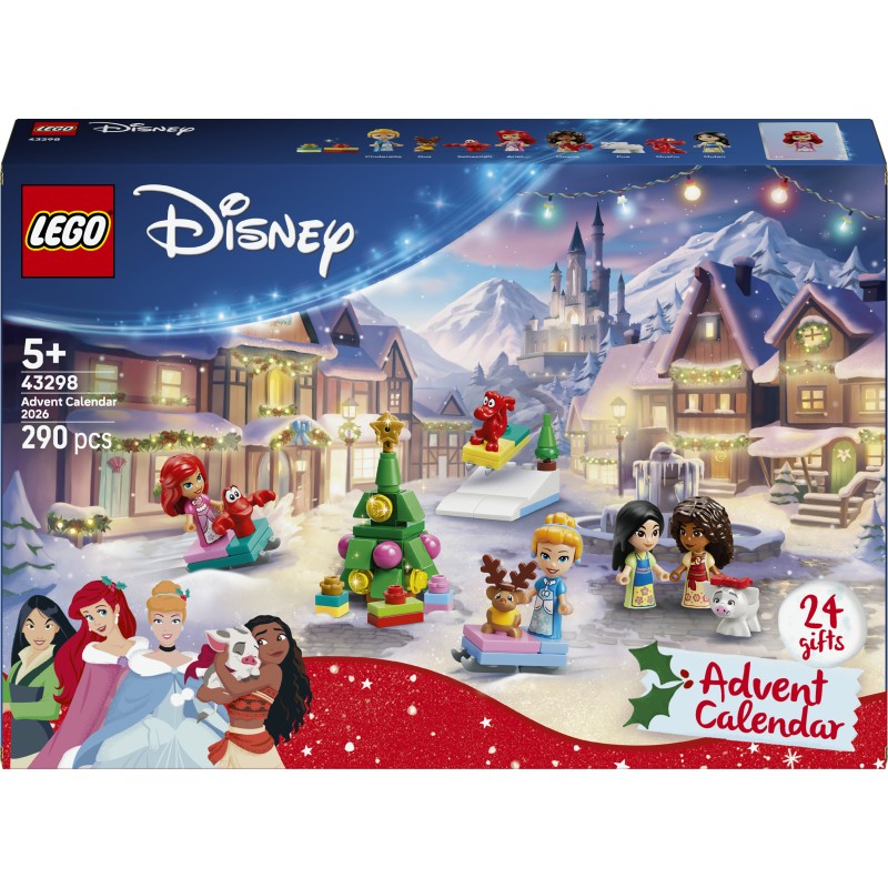 LEGO | Disney Princess 43298 Calendario dell'Avvento 2026, Giochi per Bambine da 5+ per Countdown di Natale con 24 Sorprese