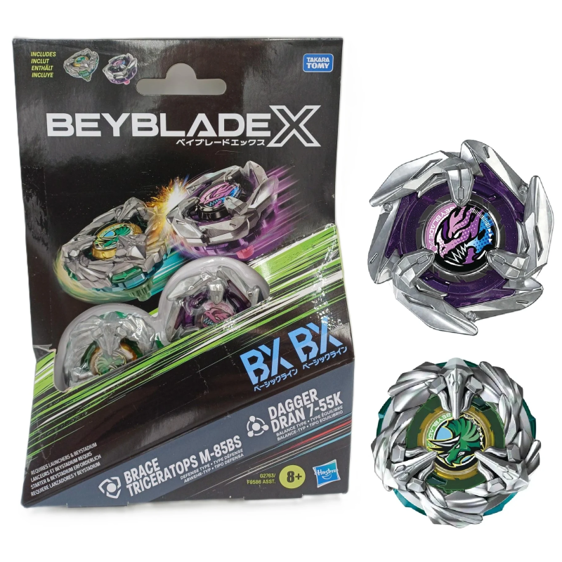 Hasbro Beyblade X - Dual Pack - Brace Triceratops M-85BS + Dagger Dran 7-55K