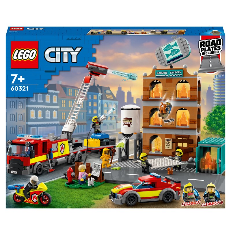 LEGO 60321 City Cuerpo de Bomberos, Set con Garaje de Juguete