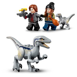 LEGO 76946 Jurassic World Captura de los Velocirraptores Blue y Beta, Dinosaurios de Juguete