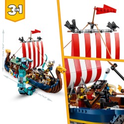 LEGO Creator 3 en 1 31132 Le Bateau Viking et le Serpent de Midgard