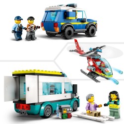 LEGO City 60371 Central de Vehículos de Emergencia, Helicóptero de Juguete