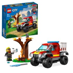 LEGO City 60393 Camión de Rescate 4x4 de Bomberos, Juguete de Animales