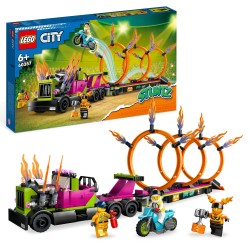 LEGO City 60357 Stuntz Desafío Acrobático  Camión y Anillos de Fuego, Juego de Acción