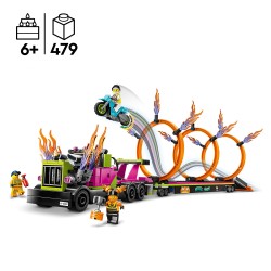 LEGO City 60357 Stuntz Desafío Acrobático  Camión y Anillos de Fuego, Juego de Acción