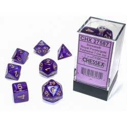 CHESSEX - SET 7 DADI POLIEDRICI - BOREALIS ROYAL PURPLE/GOLD LUMINARY