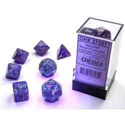 CHESSEX - SET 7 DADI POLIEDRICI - BOREALIS ROYAL PURPLE/GOLD LUMINARY